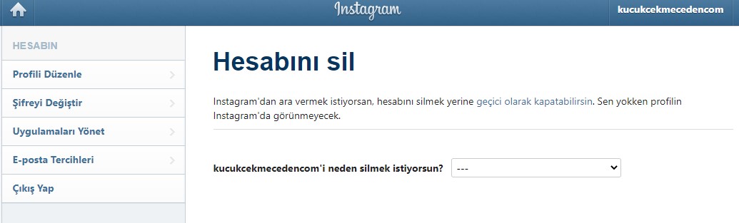 instagramhesapsilme