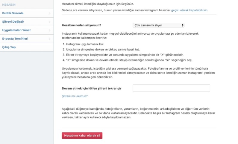 2021 instagram hesap silme linki