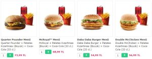 McDonalds menü fiyatları 